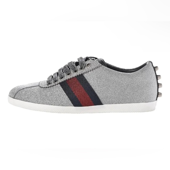 GUCCI Glitter Fabric Studded Web Womens Sneakers size 41 … FUN for